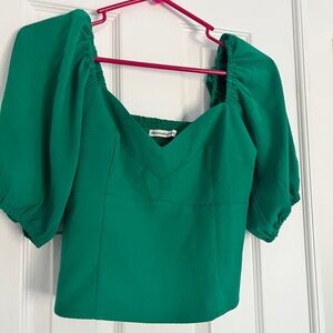 Abercrombie & Fitch Green Puff Sleeve Blouse